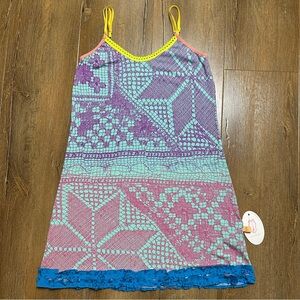 NWT Juana de Arco Juana Bahia Multicolor Slip Dress in Juana Print Size Small